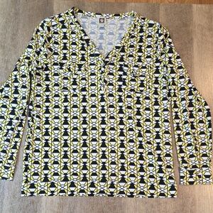 Anne Klein Yellow and Black Geometric Top. Size L